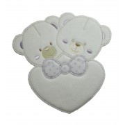 Iron-on Patch - Twin Bears with Lilac Heart